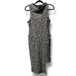 Free People Black White Asymmetrical Sleeveless Midi Dress Womens S Edgy Grunge